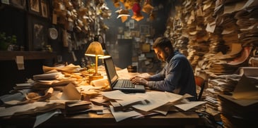 a person sitting at a desk with a laptop