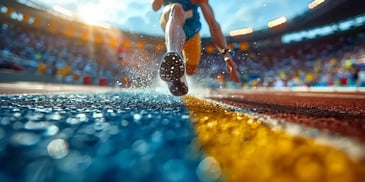 Runner's shoe on track during race.