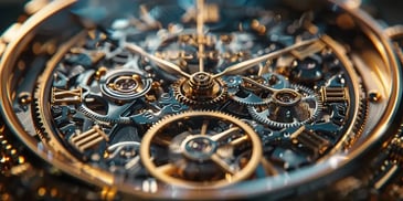 Intricate gears of a luxury wristwatch.