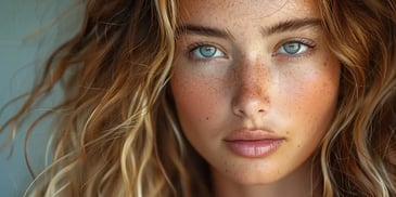 Woman with wavy hair and blue eyes.